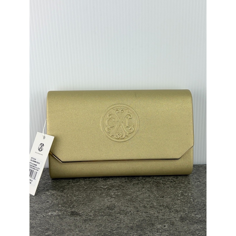 CXL Christian Lacroix Madison Gold Clutch Purse Detachable Chain Holiday Glam